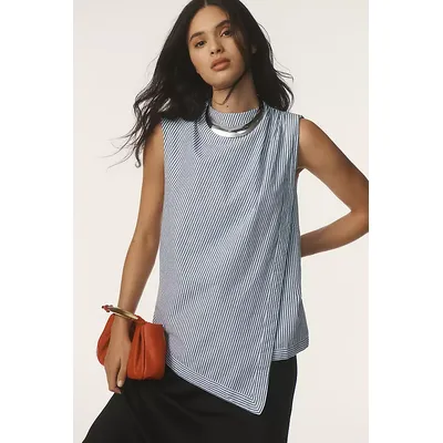 Maeve Sleeveless Cowl-Neck Asymmetrical Blouse
