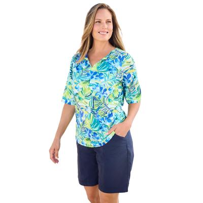 Plus Size Women's Three-Quarter Sleeve Swim Tee by Swim 365 in Royal Copacabana (Size 22/24) Rash Guard