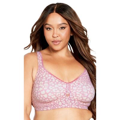 Plus Size Women's Soft Caress Print Bra by Avenue Body in Pink Animal (Size 46 DD)
