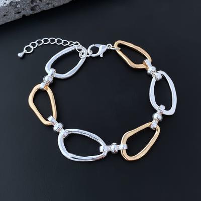 TEMU 1pc Elegant Boho Hollow Irregular Alloy Bracelet, Silver Plated Women's Versatile Jewelry For Gift, Music Festivals, 's Day - All Accessory Image