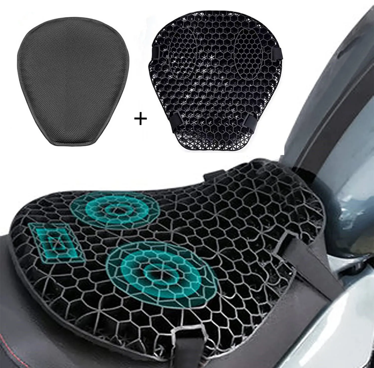 Motorrad Sitzkissen Cruiser Sport Reises attel Druck reduzierender Stoßdämpfer schutz Motorrad Luftkissen bezug Image