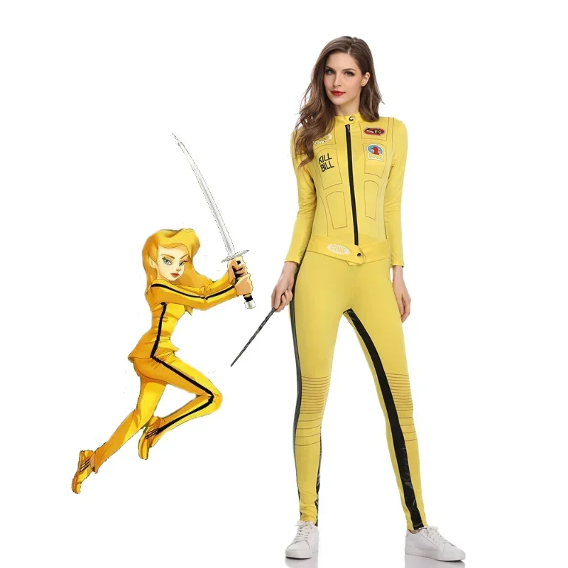 Film Kill Bill Die Braut Beatrix Kiddo Kostüm Frauen Kung Fu Overall Halloween Fearful Killer die Braut Cosplay Kostüm Image