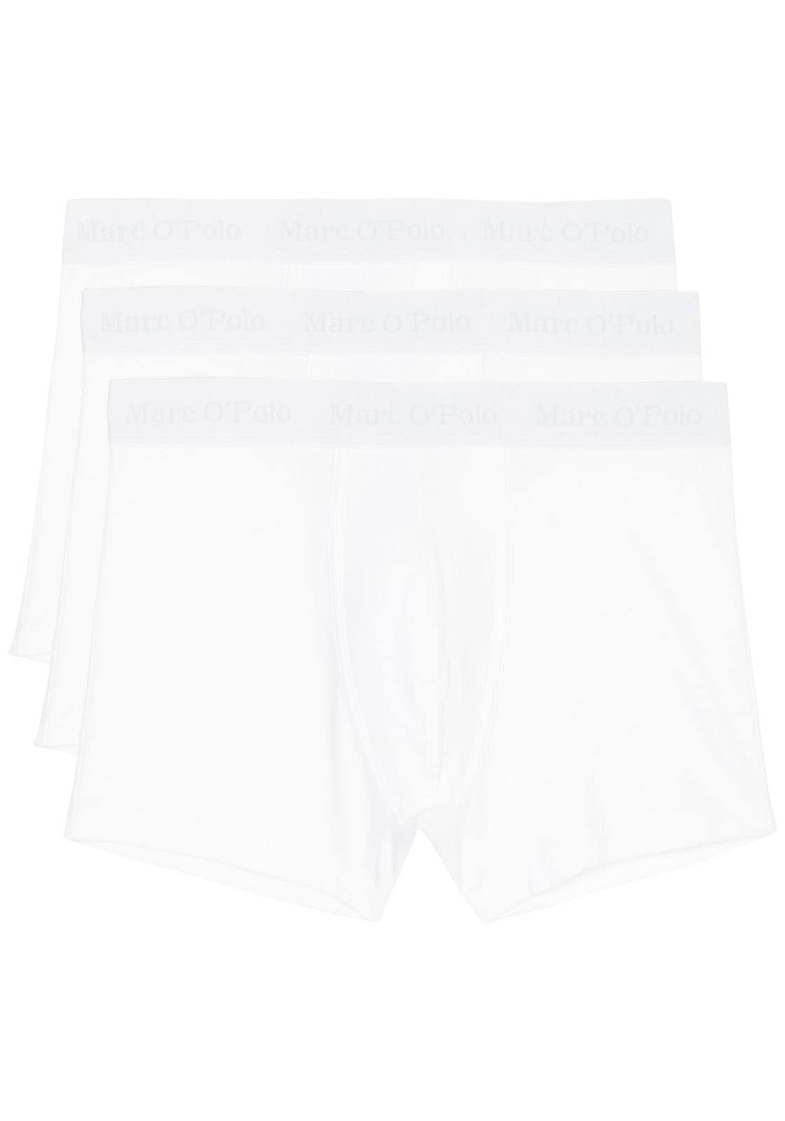 Boxer MARC O'POLO, Herren, Gr. S, weiß (100weiß), Obermaterial: 95% Baumwolle, 5% Elasthan, unifarben, körpernah, Unterhosen, mit diskretem Logobund