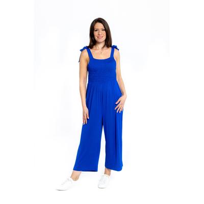 Ärmelloser geraffter Jumpsuit - Blau