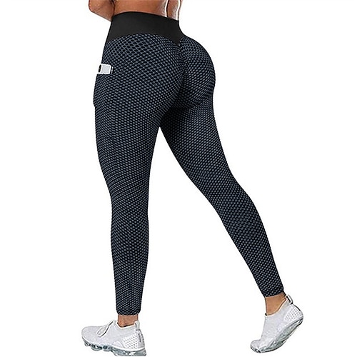 Per donna Pantaloni da yoga Leggings da yoga Tasca Base Sollevamento glutei Controllo addominale Vita Alta Pilates Allenamento in Palestra Allenamento Leggings corti Collant Moda Nero Blu Fuschia