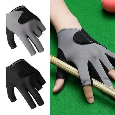 1 Pair Breathable Snookers Billiard Gloves Left Hand Half Finger Pool Gloves Elasticity Anti-slip