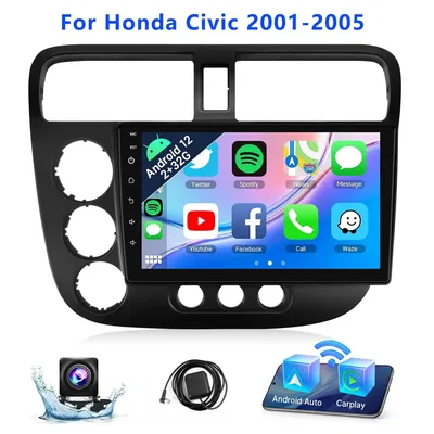 New 9 Inch Wireless Car Radio for Honda Civic 2001-2005 IPS Touch Screen Car Stereo with Backup