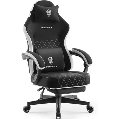 Gaming Chair Fabric with Pocket Spring Cushion, High Back Ergonomic Computer Chair with Footrest for