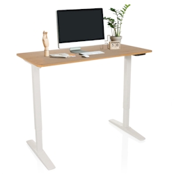 Schreibtisch STAND BASIC 120 x 60 elektrisch höhenverstellbar weiß/eiche hjh OFFICE Image