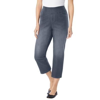 Plus Size Women's Flex-Fit Pull-On Denim Capri by Woman Within in Stonewash Sanded (Size 26 WP)