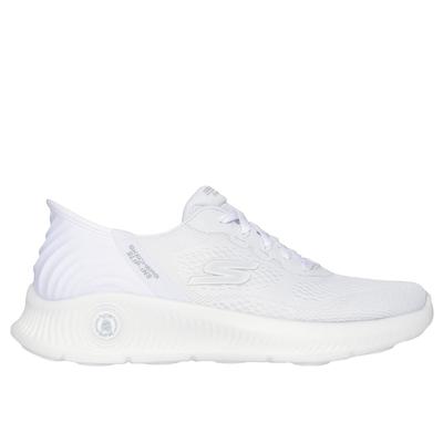 Skechers Women's Slip-ins: GO WALK Anywhere - Callie Sneaker|Size 6.0|White|Textile/Synthetic|Vegan|Machine Washable|Arch Fit|Hyper Burst
