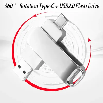 2 in 1 USB 2.0 OTG USB-C Flash Pen Drive Metall Memory Stick Flash Disk 64 GB 128 GB USB2.0 Typ-C Image