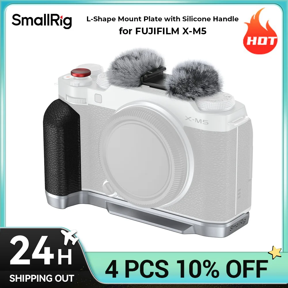 Piastra di montaggio a forma di L SmallRig con impugnatura in silicone per impugnatura in silicone FUJIFILM X-M5 per X-M5 Sliver Colore nero 4875