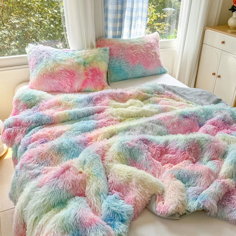 1 Stück Nerz-Samtstoff, bunt, weich, warm, Sofa-Überwurf, Decken, Reisedecke, warme Bettwäsche, ganzjährig, mit Reißverschluss, Bettbezüge Image