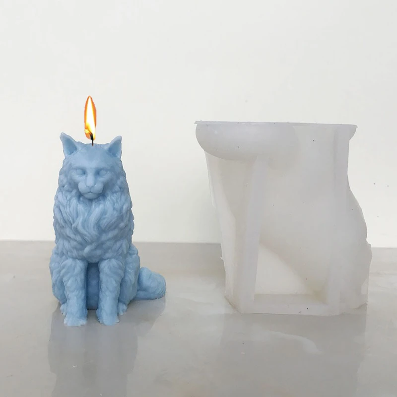 3D Maine Coon Katze Silikon Kerze Formen DIY Tier Kätzchen Seife Gips Harz Handwerk Harz Gussform Home Decor Geschenk Image