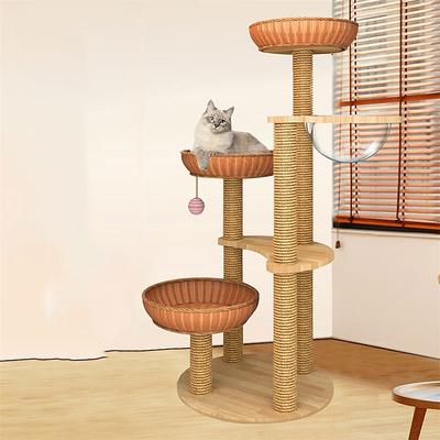 55 Inches Cat Tree/Cat Tree House and Towers for Large Cat/Cat Climbing Tree with Scratching Post/Perches, Multi-Level Large Cat Tree