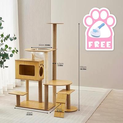 62 Inches Cat Tree/Cat Tree House and Towers for Large Cat/Cat Climbing Tree with Cat Condo/Cat Tree Scratching Post/Multi-Level Large Cat Tree