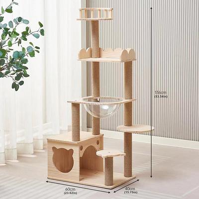 57.87 Cat Tree/Cat Tree House and Towers for Large Cat/Cat Climbing Tree with Cat Condo/Cat Tree Scratching Post/Multi-Level Large Cat Tree