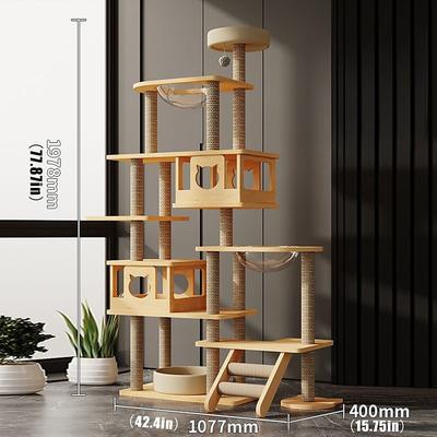 77.87 Inches Cat Tree/Cat Tree House and Towers for Large Cat/Cat Climbing Tree with Cat Condo/Cat Tree Scratching Post/Perches, Multi-Level Large Cat Tree