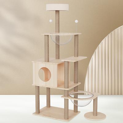 60.63 Inches Cat Tree/Cat Tree House and Towers for Large Cat/Cat Climbing Tree with Cat Condo/Cat Tree Scratching Post/Perches, Multi-Level Large Cat Tree