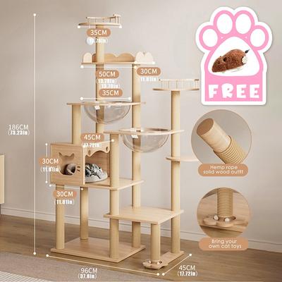 73 Inches Cat Tree/Cat Tree House and Towers for Large Cat/Cat Climbing Tree with Cat Condo/Cat Tree Scratching Post/Perches, Multi-Level Large Cat Tree