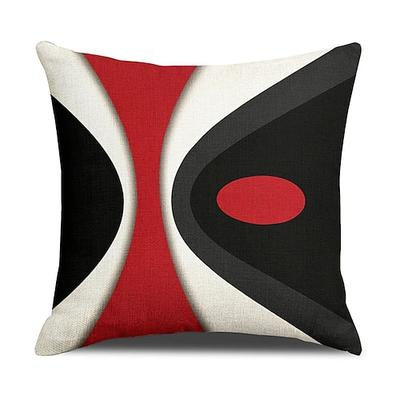 Geometrischer dekorativer Kissenbezug, 1 Stück, weicher quadratischer Kissenbezug für Schlafzimmer, Wohnzimmer, Sofa, Couch, Stuhl, Schwarz, Rot, Grau