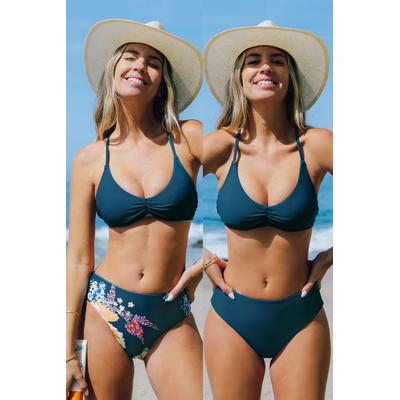 Escaping Lace-Up Bikini Bralette & Mysterious Valley Reversible Bottoms Set