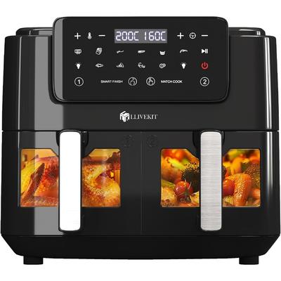 TEMU 1pc, Hot Air Fryer With Double Zones And Observation Window, 9l Xxl Oil-free Air Fryer, Nine-in-one Cooking Specifications Air Fryer, 2 Drawers, Touch Screen, Smart And Timer Functions,
