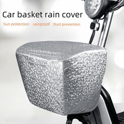 TEMU [motorcycle Accessory] Waterproof Bike Basket Cover, Polyester , Sun Protection And Rainproof, Fit For Electric Scooters And Bicycles, With Uncharged Accessory Image