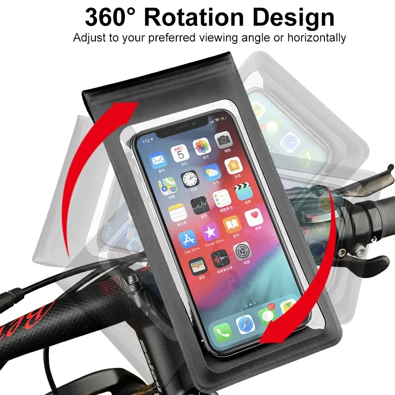 Fahrrad- und Motorradhalter, wasserdicht, TPU, Touchscreen, Handy-Vermietung, Griffinstallation für 6,5-Zoll-Smartphone, Fahrradhalterung Image