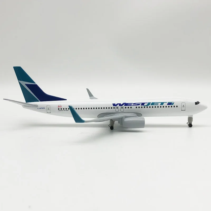 Diecast 20CM 1/400 B737 WESTJET B737 Kanada Airline Flugzeug Flugzeug Flugzeug Legierung Modell Spielzeug Flugzeug Modell Gebäude Kit modell Flugzeug Image