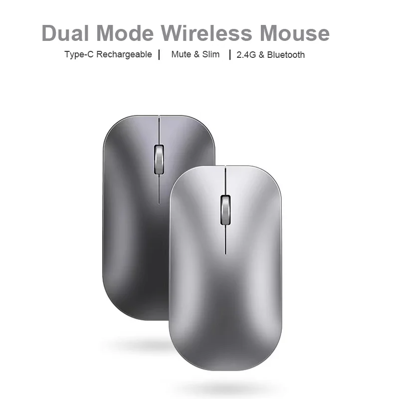 Mouse Bluetooth 5.0 dual mode senza fili 2.4G copertura magnetica muto tipo C ricarica computer mouse USB in lega di alluminio per laptop Mac
