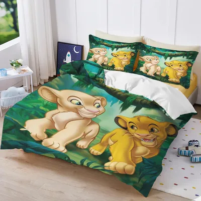 Christmas Gifts The Lion King Luxury Bedding Set Cute Printed Cartoon Quilt Cover Duvet Cover 3-Piece Set Home