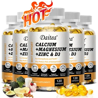 Calcium, Magnesium, Zinc + Vitamin D3 for Healthy Teeth, Bones and Muscles, Heart and Nervous System
