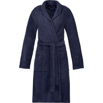 Unisex-Bademantel ESPRIT "Mono, ideal für Sauna & Spa, Hotelbademantel, Morgenmantel" Gr. L, blau (navy blau), L:107cm in Gr. L, Webfrottier, Hausmäntel, mit Schalkragen & Logostickerei Image