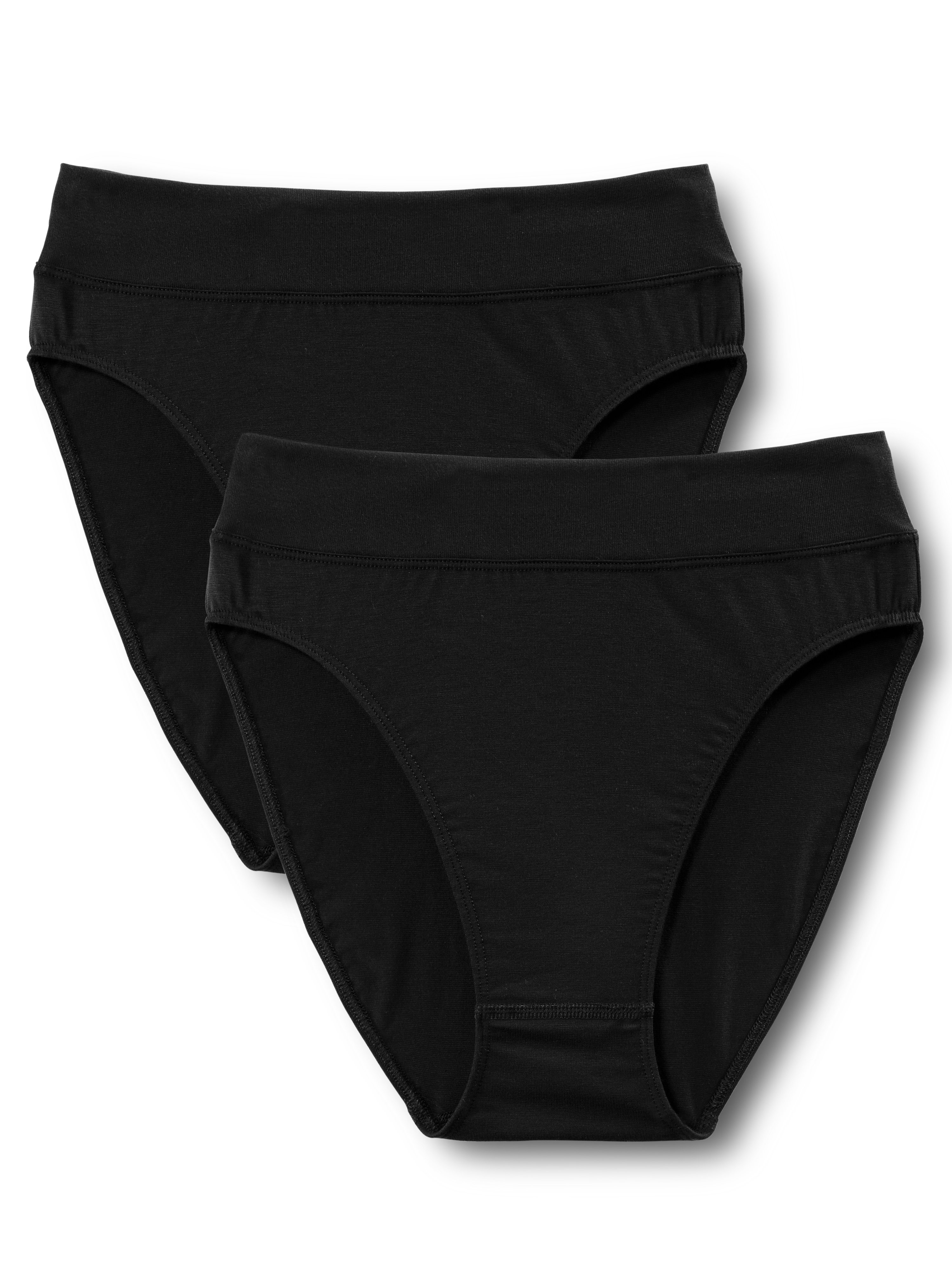 High-Waist-Slip CALIDA "Elastic Duopack", Damen, Gr. XS (36/38), schwarz, Single Jersey, Obermaterial: 94% Baumwolle, 6% Elasthan, unifarben, körpernah, Unterhosen, breiter Softbund, elastisch, atmungsaktiv, weich Image