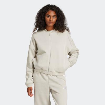 Sweatjacke ADIDAS SPORTSWEAR "W SL+ FL BOMBER", Damen, Gr. L, grau (wonder aluminium), Obermaterial: 55% Baumwolle, 36% Polyester, 9% Viskose, sportlich, Sweatjacken Image