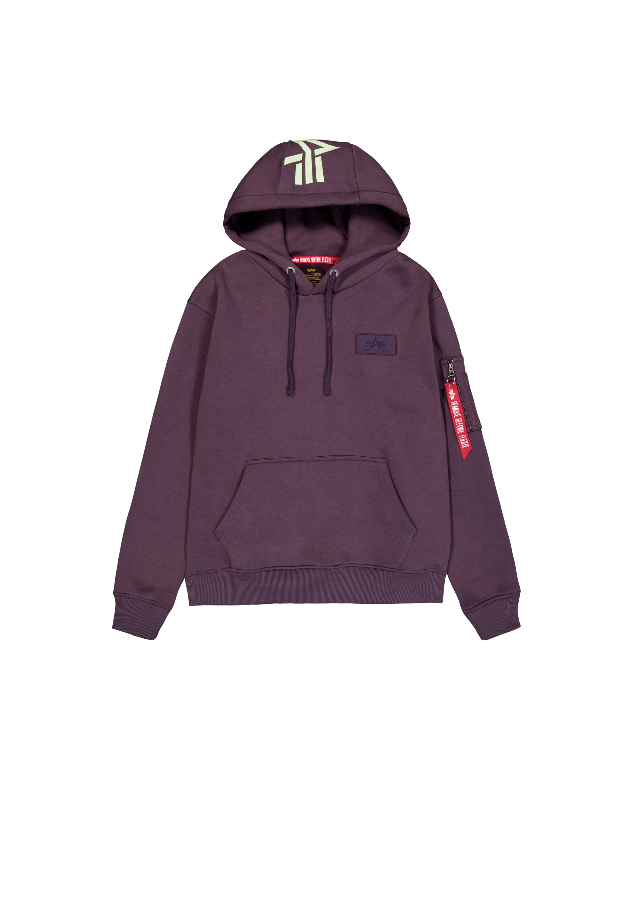 Hoodie ALPHA INDUSTRIES "Backprint Hoodie ", Herren, Gr. S, lila (plum), Obermaterial: 80% Baumwolle, 20% Polyester, regular fit, Sweatshirts Image