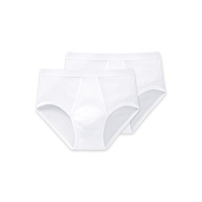 Slip SCHIESSER "Original Classics", Herren, Gr. 6, weiß (100, weiß), Doppelripp, Obermaterial: 100% Baumwolle, unifarben, körpernah, Unterhosen, mit Eingriff Image