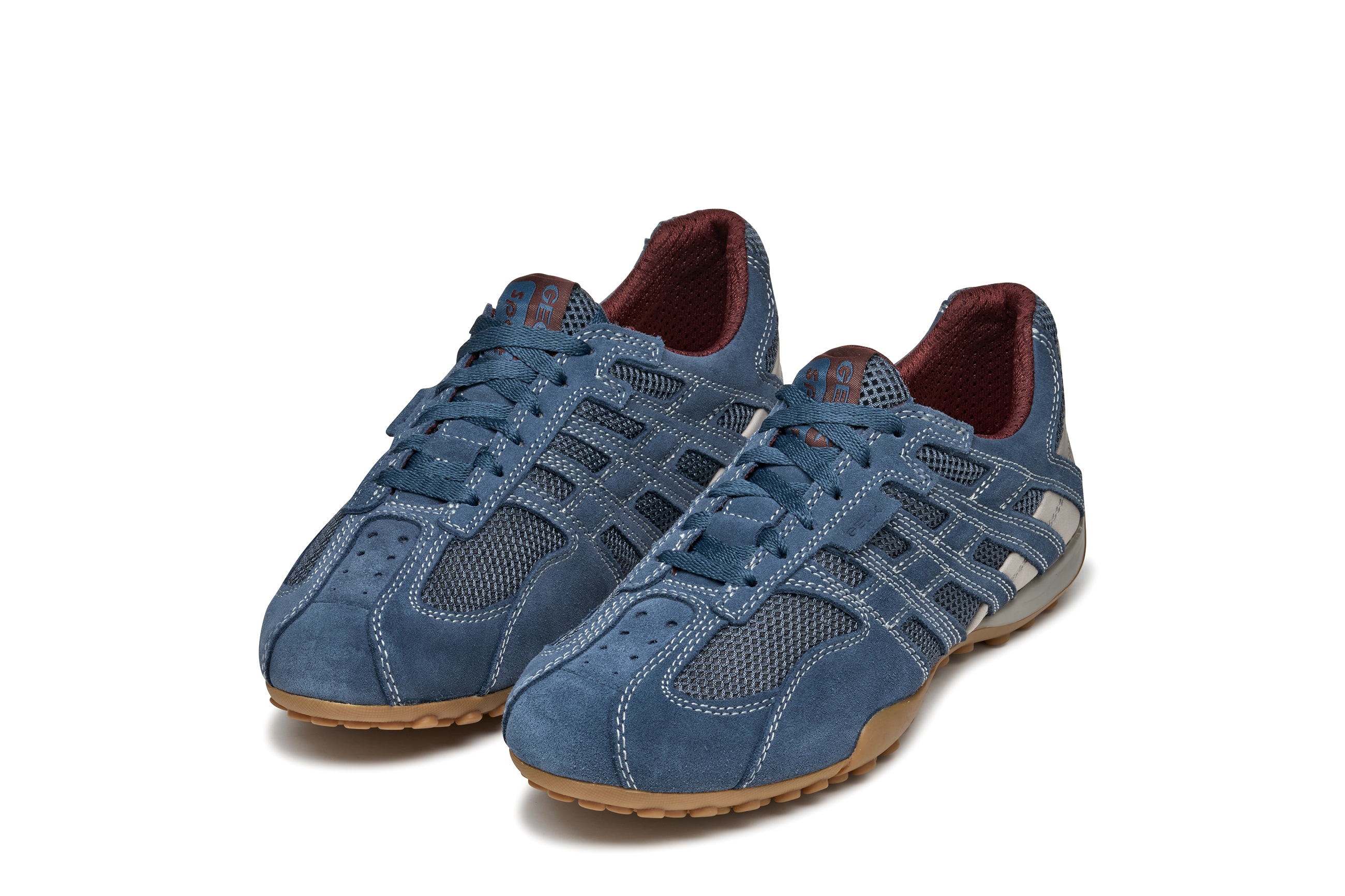 Schnürschuh GEOX "U SNAKE ORIGINAL", Herren, Gr. 47, blau (hellblau), Leder, Textil, Schuhe Schnürschuh, Schnürschuh, Freizeitschuh, Trekking Sneaker mit Lederinnensohle