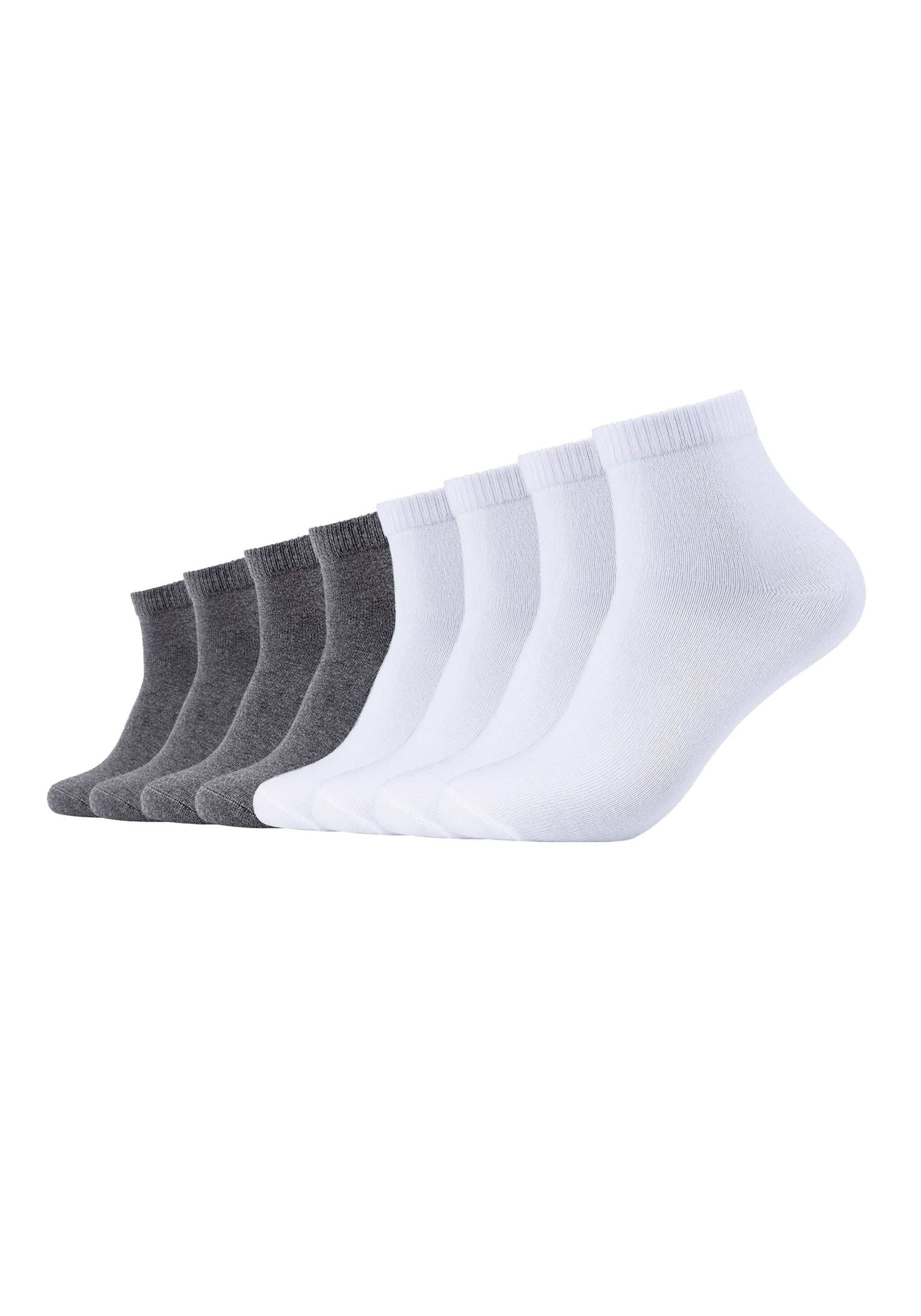 Kurzsocken S.OLIVER "Socken 8er Pack", Herren, Gr. 43-46, weiß (weiß, grau), Obermaterial: 62% Baumwolle CO. 36% Polyester PES. 2% Elasthan EL., Socken