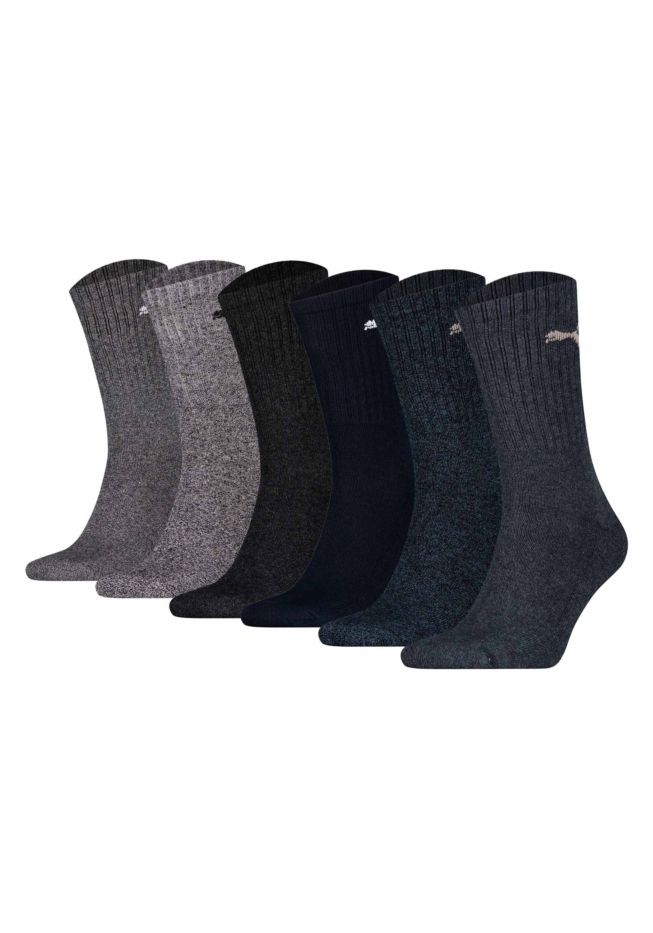 Kurzsocken PUMA "Socken 6er Pack", Herren, Gr. 35-38, grau (grau, blau, mix), Obermaterial: 74% Baumwolle CO. 21% Polyester PES. 3% Polyamid PA. 2% Elasthan EL., Socken