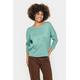 Rundhalspullover SAINT TROPEZ "A2561, MilaSZ R-Neck", Damen, Gr. S (36), blau (blau surf melange), Feinstrick, Obermaterial: 80% Viskose, 20% Polyacryl, meliert, modisch, normal, Rundhals, 3/4-Ärmel, Pullover
