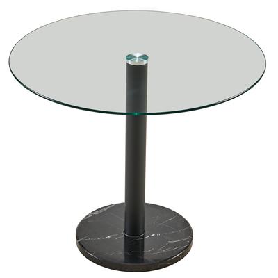 Modern Round Kitchen Table Coffee Table with Glass Top and Marble Chassis,Round Dining Table for 4