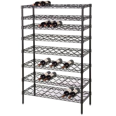 Focus FWSK4863BK 63"H Commercial Wine Rack w/ 120 Bottle Capacity, Black Epoxy, 48" x 14" x 63"