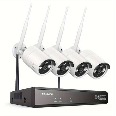 TEMU Sannce 3mp Wireless Surveillance Camera Set 10ch 5mp Nvr With 4x 3mp Wifi Cameras 3mp Wireless Surveillance System, Human Detection, Audio, Ft Night Vision Image