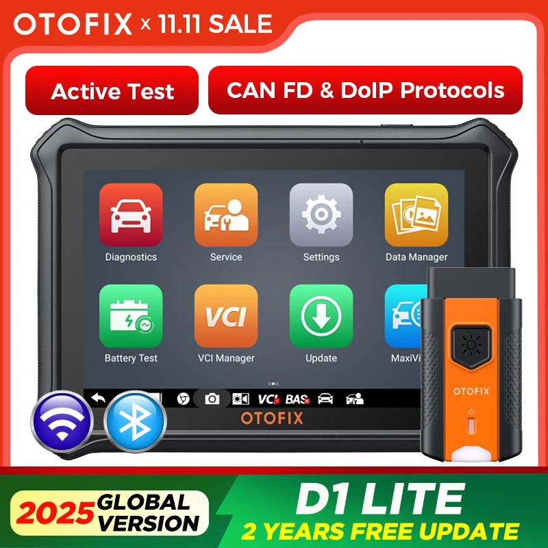 Scanner OBD2 automobilistico OTOFIX D1 Lite Aggiornamento di 2 anni Controllo bidirezionale Strumento di scansione diagnostica per tutti i sistemi FCA SGW CAN FD e DoIP