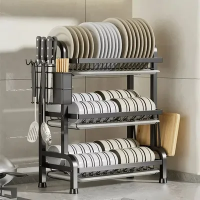 Küche Dish Rack Multifunktionale Lagerung Ablauf Racks Tragbare Geschirr Organizer Multi Schicht Haushalt Desktop Lagerung Regal