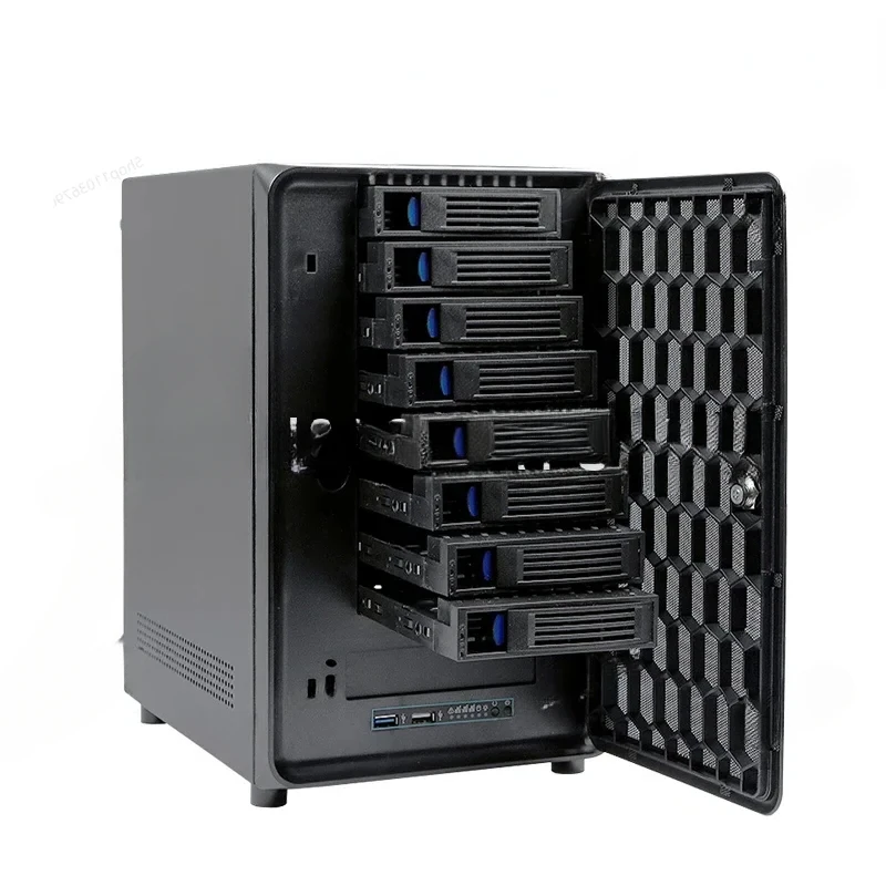 B-M Hotsawp 8-Bays MINI-ITX NAS Aufbewahrungsgehäuse mit sicherer, abschließbarer Vordertür NAS08A Image
