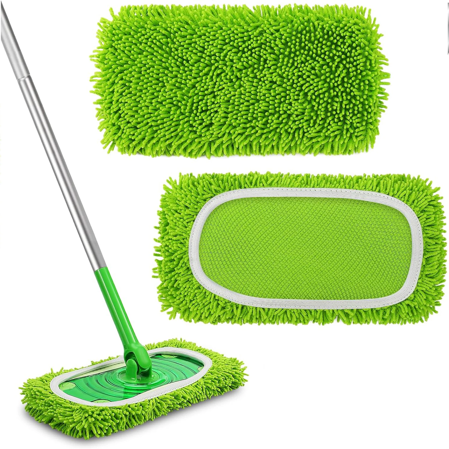 2er-Pack wiederverwendbare Trockenkehrtücher, Mikrofaser-Nassmopp-Pads, kompatibel mit Swiffer Sweeper Mop Replacement Image